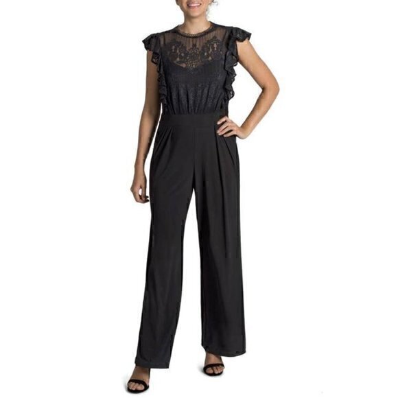 julia jordan Pants - Julia Jordan Black Lace Bodice Jumpsuit Size 4